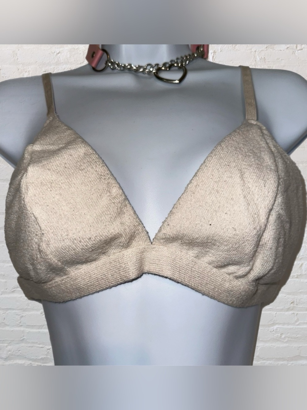Forever 21 White Fuzzy Bralette With Adjustable Straps in Size Large (14-16)